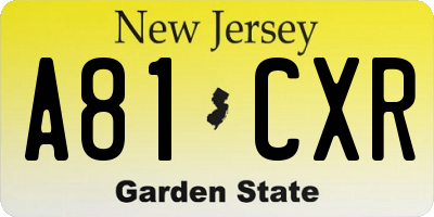NJ license plate A81CXR
