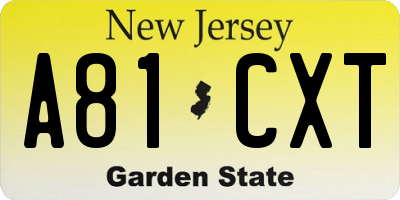 NJ license plate A81CXT