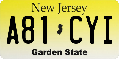 NJ license plate A81CYI