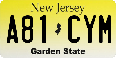 NJ license plate A81CYM