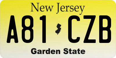 NJ license plate A81CZB