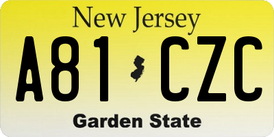 NJ license plate A81CZC