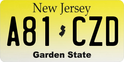 NJ license plate A81CZD