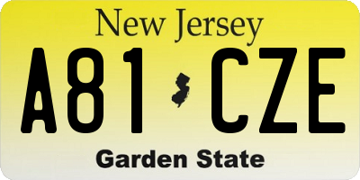 NJ license plate A81CZE