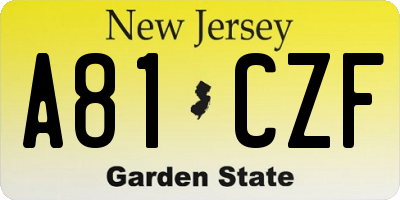 NJ license plate A81CZF