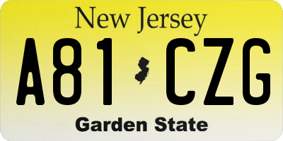 NJ license plate A81CZG