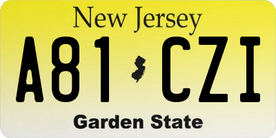 NJ license plate A81CZI