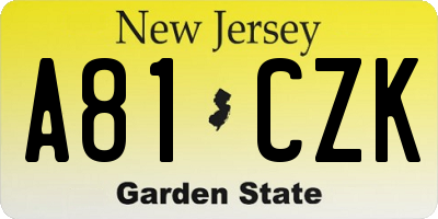 NJ license plate A81CZK