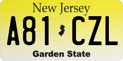 NJ license plate A81CZL
