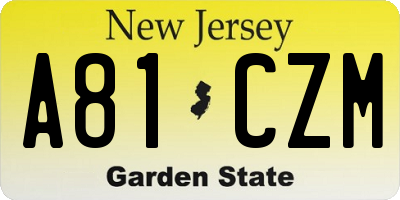 NJ license plate A81CZM