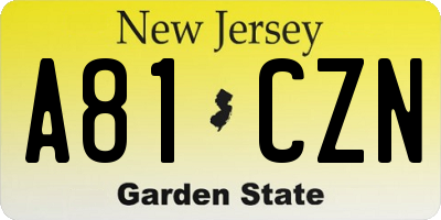 NJ license plate A81CZN