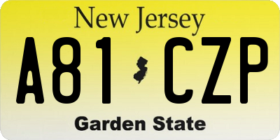 NJ license plate A81CZP