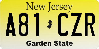 NJ license plate A81CZR