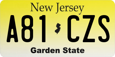 NJ license plate A81CZS