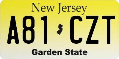 NJ license plate A81CZT