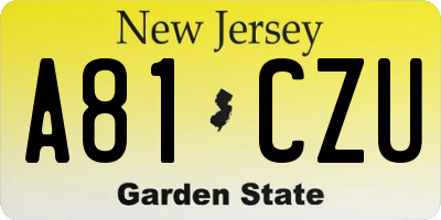 NJ license plate A81CZU