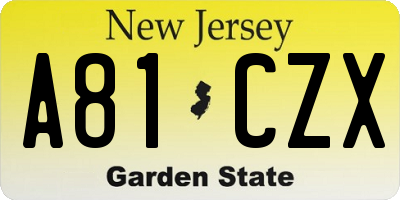 NJ license plate A81CZX