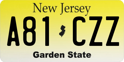 NJ license plate A81CZZ