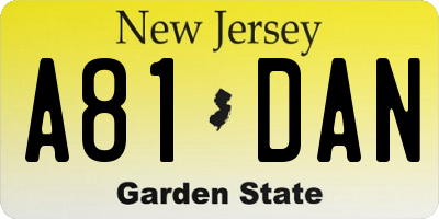 NJ license plate A81DAN