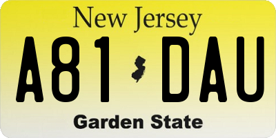 NJ license plate A81DAU