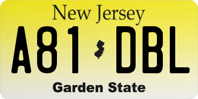 NJ license plate A81DBL