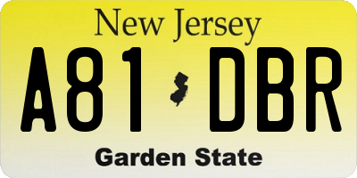 NJ license plate A81DBR