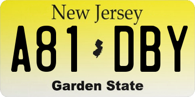 NJ license plate A81DBY