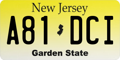 NJ license plate A81DCI