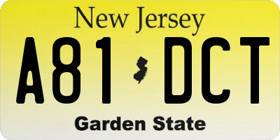 NJ license plate A81DCT
