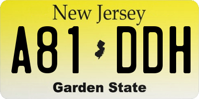 NJ license plate A81DDH