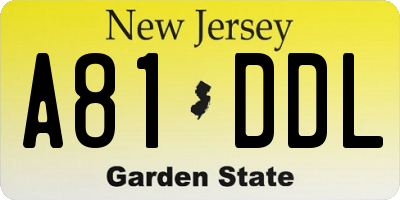 NJ license plate A81DDL