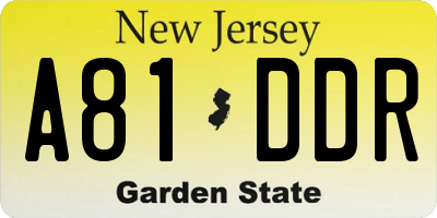 NJ license plate A81DDR