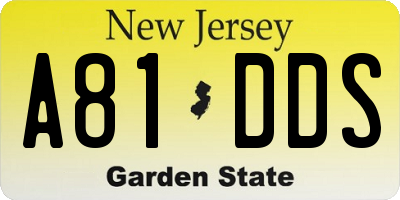 NJ license plate A81DDS