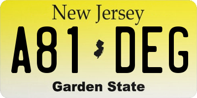 NJ license plate A81DEG
