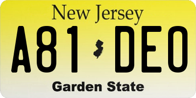 NJ license plate A81DEO