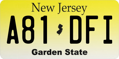 NJ license plate A81DFI