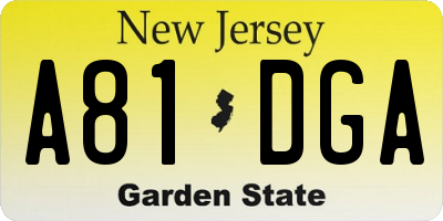 NJ license plate A81DGA