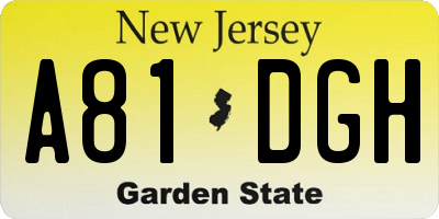 NJ license plate A81DGH