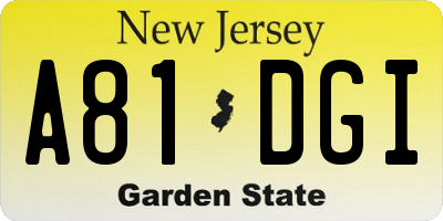 NJ license plate A81DGI