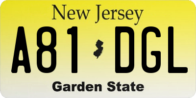 NJ license plate A81DGL