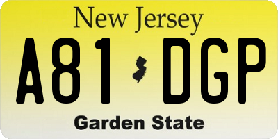 NJ license plate A81DGP