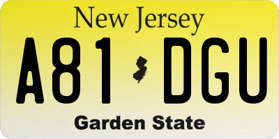 NJ license plate A81DGU