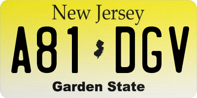 NJ license plate A81DGV