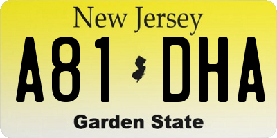 NJ license plate A81DHA