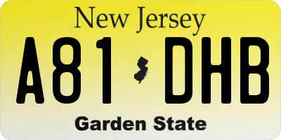 NJ license plate A81DHB