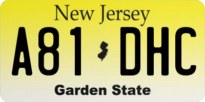 NJ license plate A81DHC