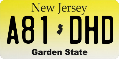 NJ license plate A81DHD