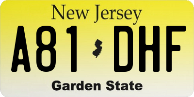 NJ license plate A81DHF