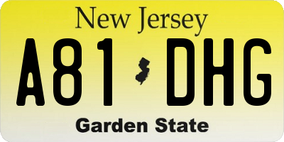 NJ license plate A81DHG