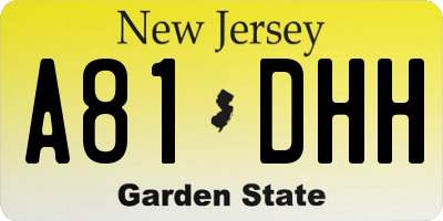 NJ license plate A81DHH